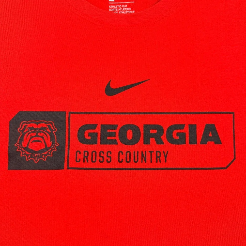 Nike Georgia Women's L Large‎ Bulldogs Cross Country Dri-FIT Red Graphic T-Shirt